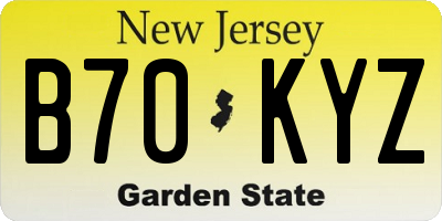 NJ license plate B70KYZ
