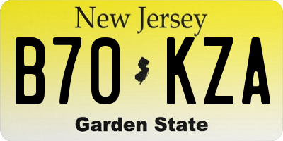 NJ license plate B70KZA