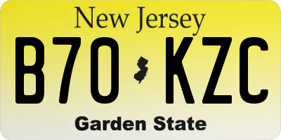NJ license plate B70KZC