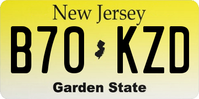 NJ license plate B70KZD