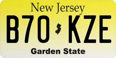 NJ license plate B70KZE