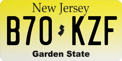 NJ license plate B70KZF