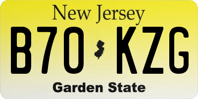 NJ license plate B70KZG