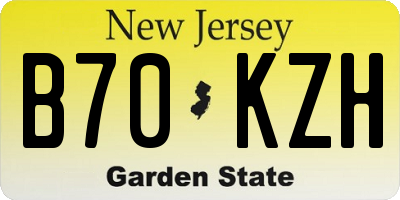 NJ license plate B70KZH