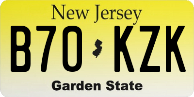 NJ license plate B70KZK