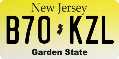 NJ license plate B70KZL
