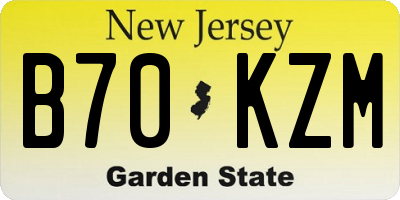 NJ license plate B70KZM