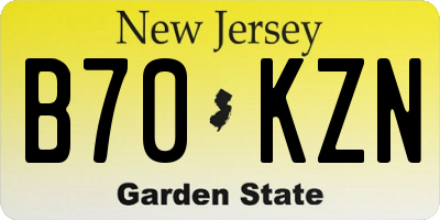 NJ license plate B70KZN