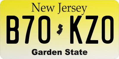 NJ license plate B70KZO