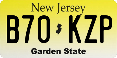 NJ license plate B70KZP