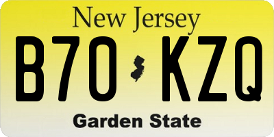 NJ license plate B70KZQ