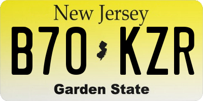 NJ license plate B70KZR