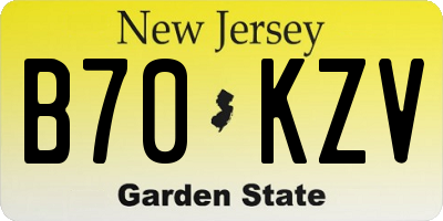NJ license plate B70KZV