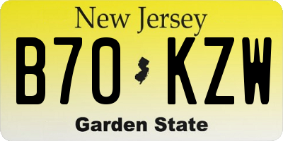NJ license plate B70KZW