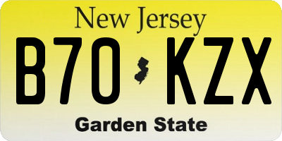 NJ license plate B70KZX