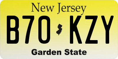 NJ license plate B70KZY