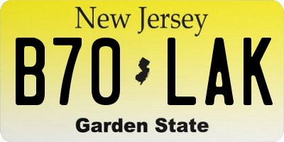 NJ license plate B70LAK