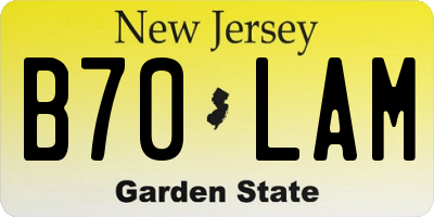 NJ license plate B70LAM