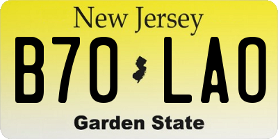 NJ license plate B70LAO