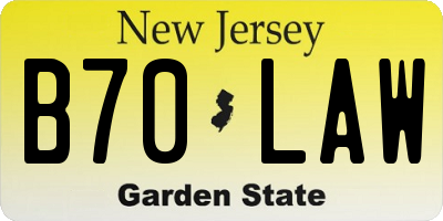 NJ license plate B70LAW