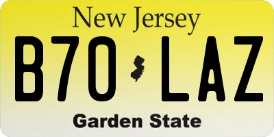NJ license plate B70LAZ