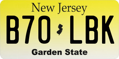 NJ license plate B70LBK