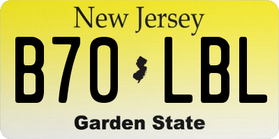 NJ license plate B70LBL