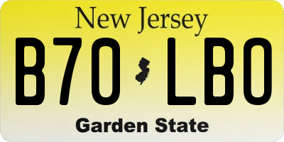 NJ license plate B70LBO
