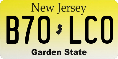 NJ license plate B70LCO