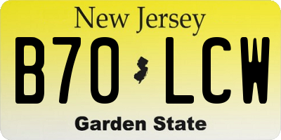 NJ license plate B70LCW