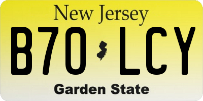 NJ license plate B70LCY