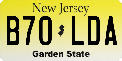 NJ license plate B70LDA