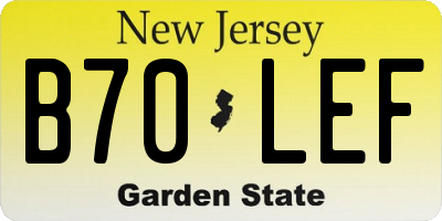 NJ license plate B70LEF