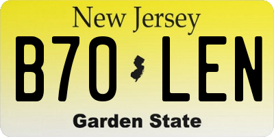 NJ license plate B70LEN