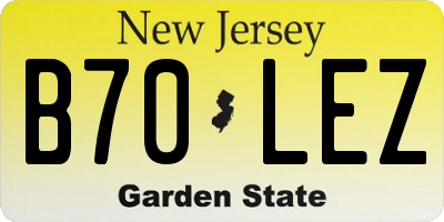 NJ license plate B70LEZ