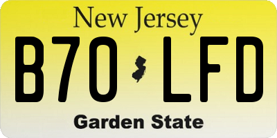 NJ license plate B70LFD