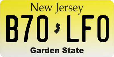 NJ license plate B70LFO