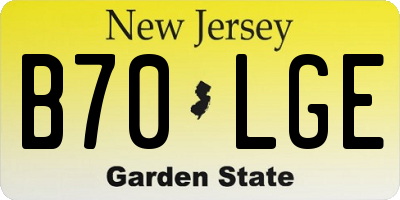 NJ license plate B70LGE