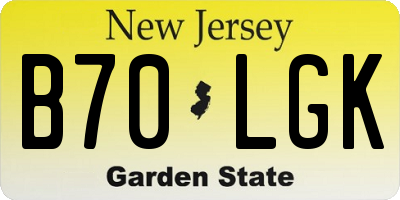 NJ license plate B70LGK