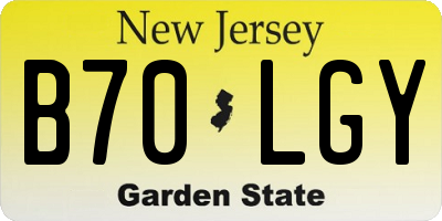 NJ license plate B70LGY