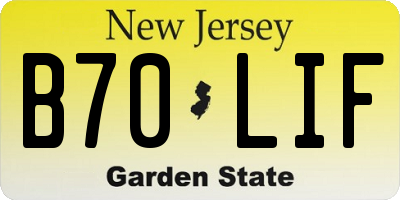 NJ license plate B70LIF