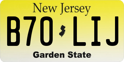 NJ license plate B70LIJ