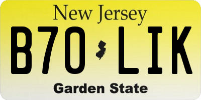 NJ license plate B70LIK