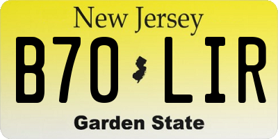 NJ license plate B70LIR