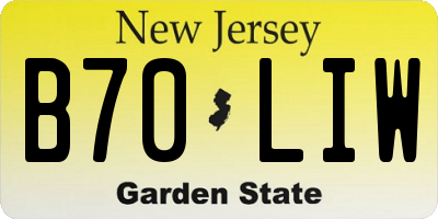 NJ license plate B70LIW