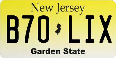 NJ license plate B70LIX