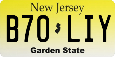 NJ license plate B70LIY