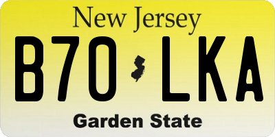 NJ license plate B70LKA