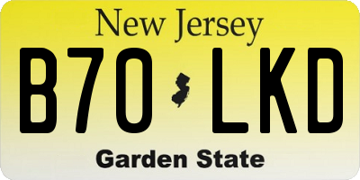 NJ license plate B70LKD
