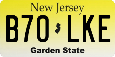 NJ license plate B70LKE